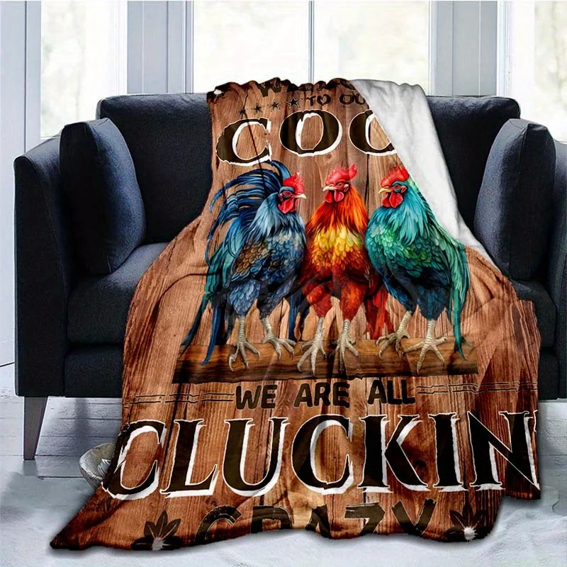 1Pc Funny Big Rooster Thin Lightweight Throw For Sofa, Bed, Travel, Camping, Livingroom, Office, Couch, Chair, Bed - Digital