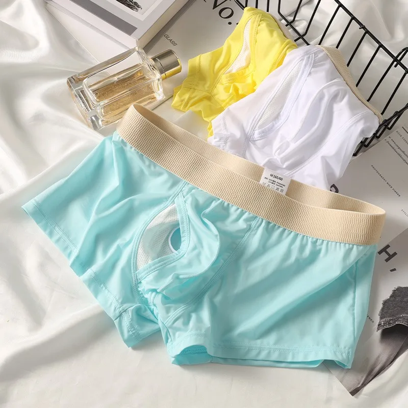 Men's Ice Silk Boxer Shorts Lightweight Breathable