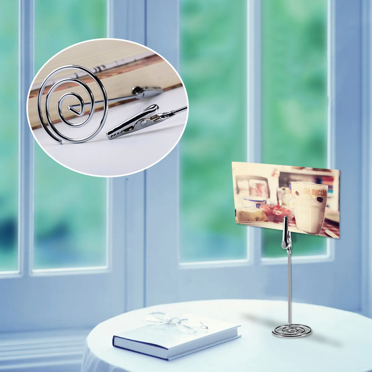 10Pcs Creative Memo Clip Holder Stainless Steel Ball Base Desktop Document Organizer for Notes Photos Instructions Office Home