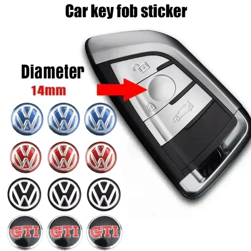 

VW 2026 Hot 3pcs 14mm Car Metal Emblem Stickers Auto Remote Key Logo For Volkswagen VW GTI Polo Golf Caddy Jetta Sharan Passat T