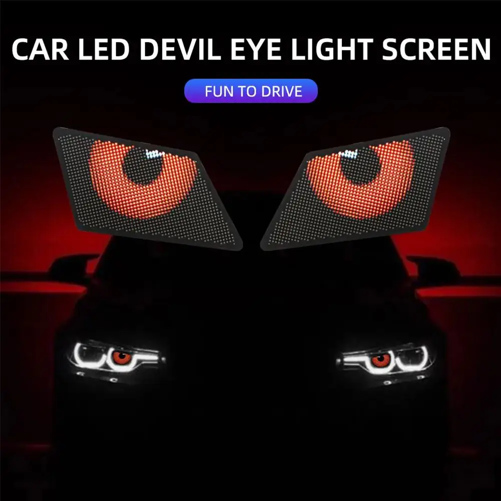 DIY Programmable Led Car Headlights LED Devil Eyes Display Screen for Car Smarter App Control Personalized Modifying Headlight