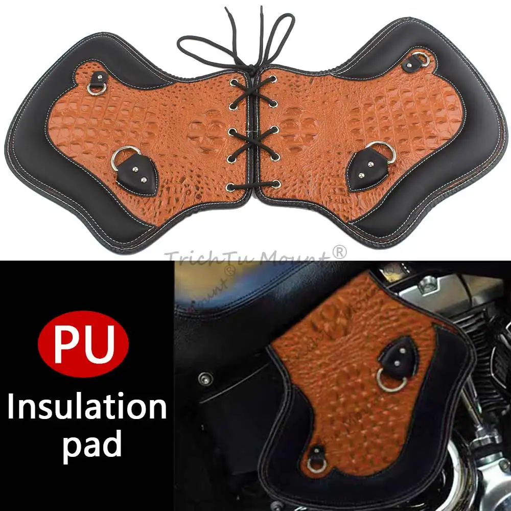 1 x Motorcycle Brown Heat Shield Deflectors Insulation Pad Saddle Pad Cover PU Leather For Suzuki Kawasaki Yamaha Honda Indian