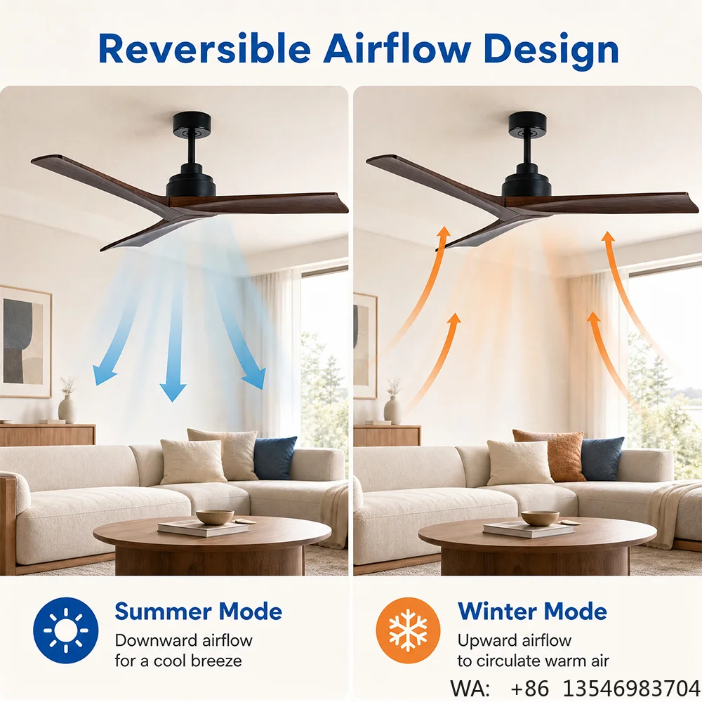 OEM ODM Factory Villa Household Living Room Dining 3 ABS Blades Quiet BLDC 52 Inch Ceiling Fan Without Light
