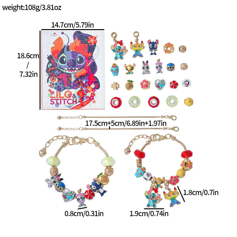 Disney Lilo & Stitch Avvento Sorpresa Scatola cieca Fascino carino Ciondolo punto fai da te Figura anime per regali di giocattoli di moda di compleanno
