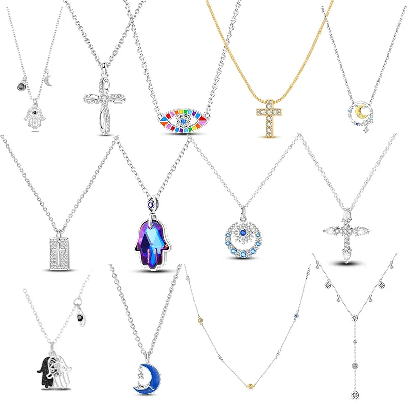 Original 925 Sterling Silver Women Jewelry Exquisite Dainty BohemianNecklace Colored Zirconia Pendant Necklace Friend Party Gift