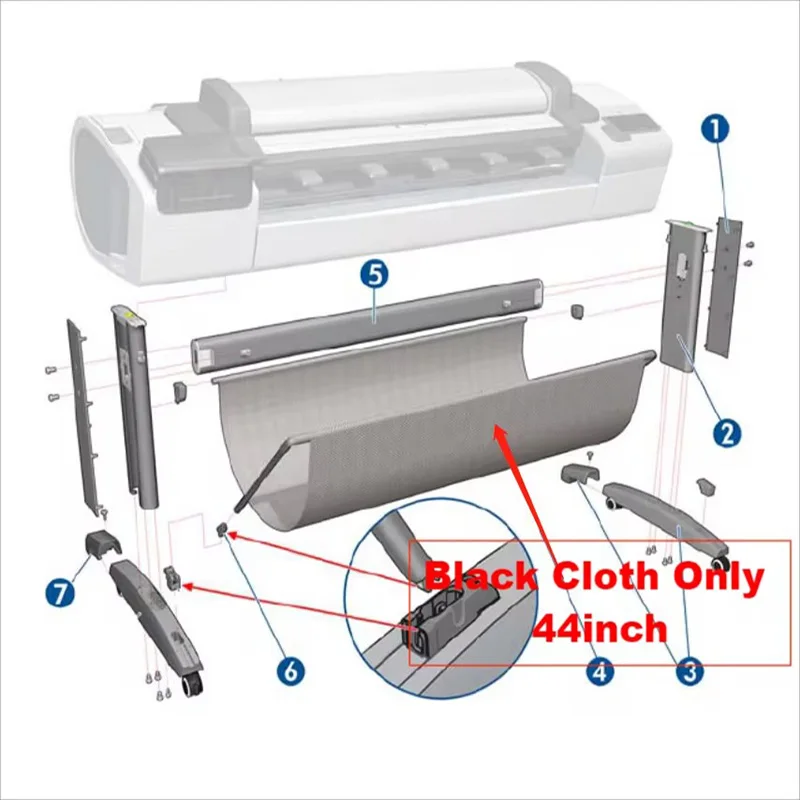 

Q6659-60237 Q5669-60719 Bin Black Cloth Only 44inch Compatible for HP T610 T1100 Z2100 Z3100 T770 T1200 T790 T795 1300 2300