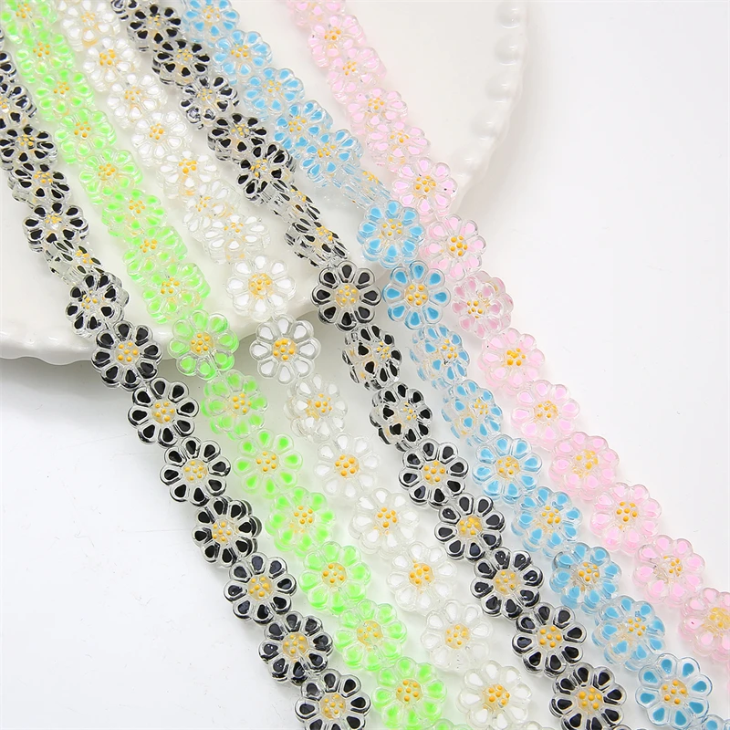 2Pcs Lampwork Beads Hand Painted Flower Shape Beads For Jewelry Making DIY Phone Chain Bracelet Necklace Earrings Accessories