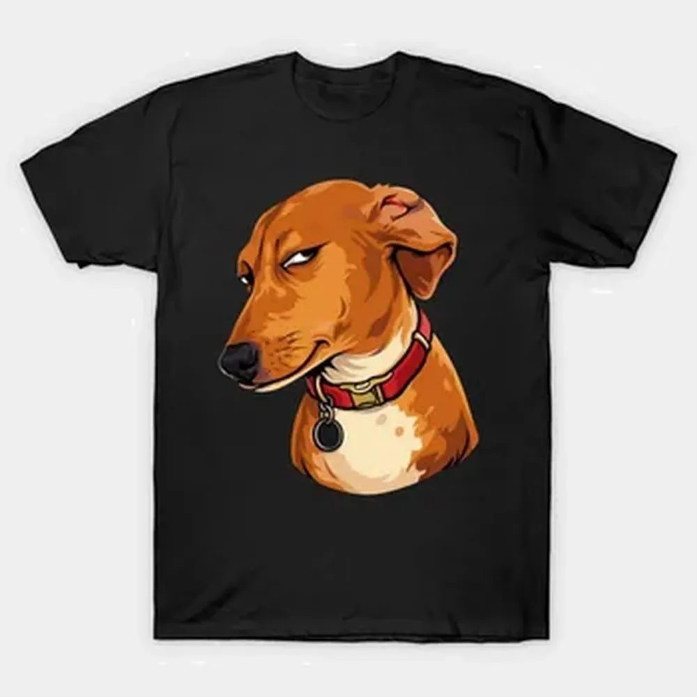 Side Eye Dog Funny Suspicious Meme T-shirt For Men Women 100% Cotton T Shirts Short Sleeve