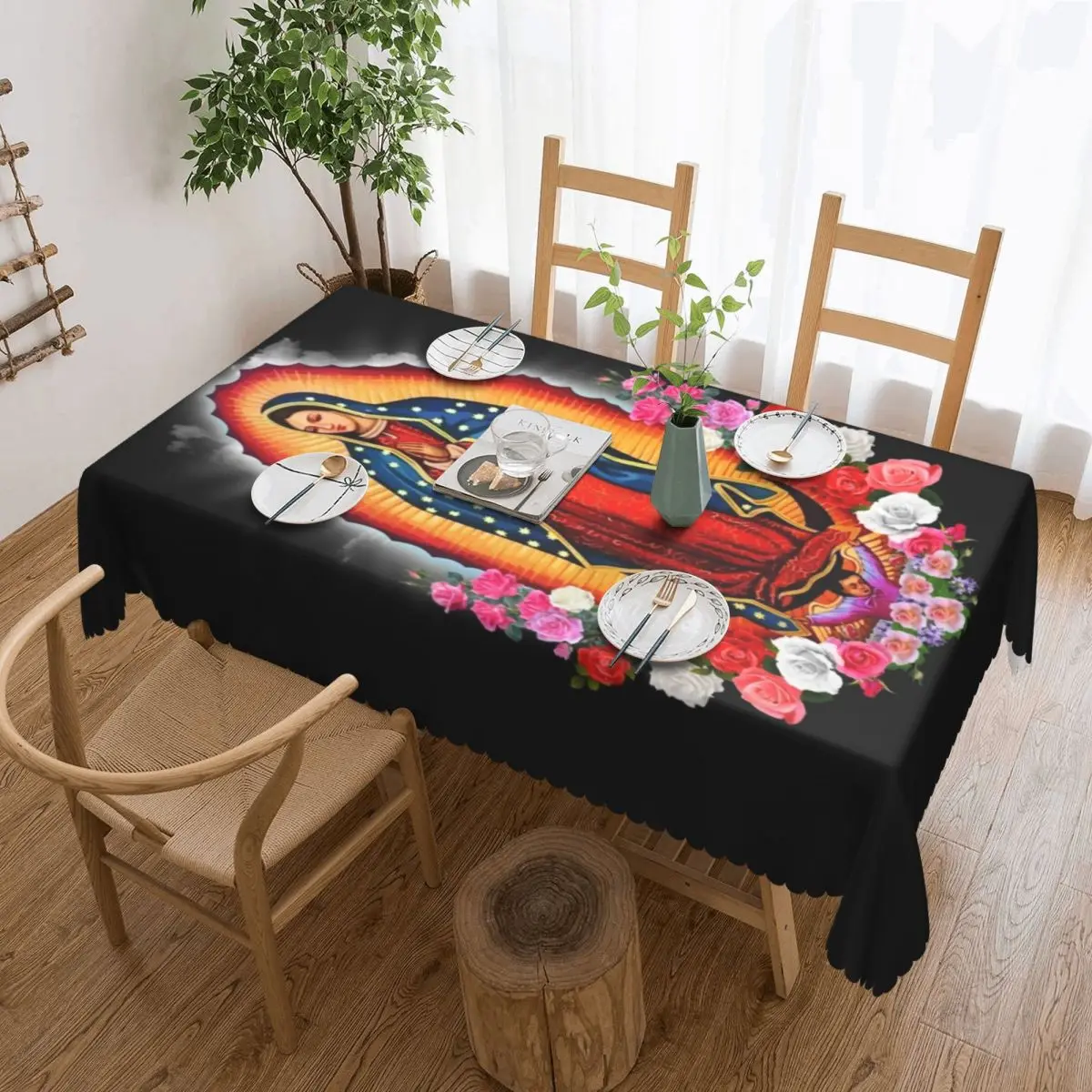 Rectangular Oilproof Virgin Mary Of Guadalupe Table Cover Mexico Catholic Saint Table Cloth Tablecloth for Picnic