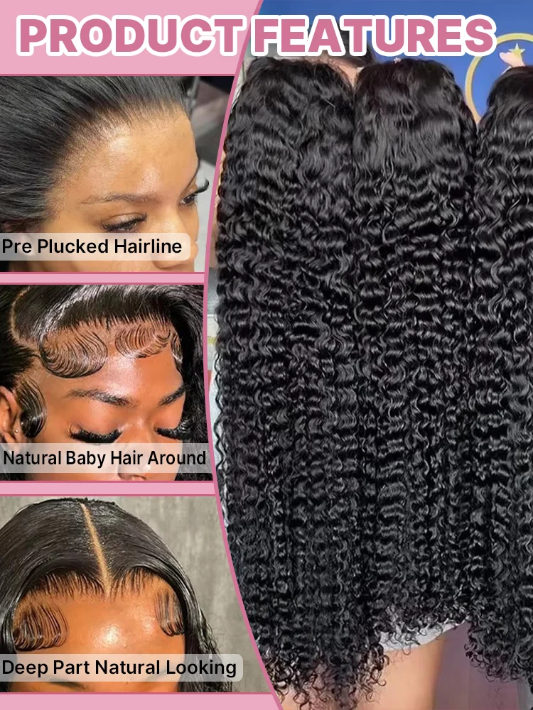300 High Density HD 13x6 Deep Wave Lace Frontal Wigs 40 50 Inch Jerry Curly Human Hair Wigs Transparent Brazilian Real Virgin Hair 13x4 Water Wave Lace Front Human Hair Wigs For Women Preplucked With Baby Hair view 7
