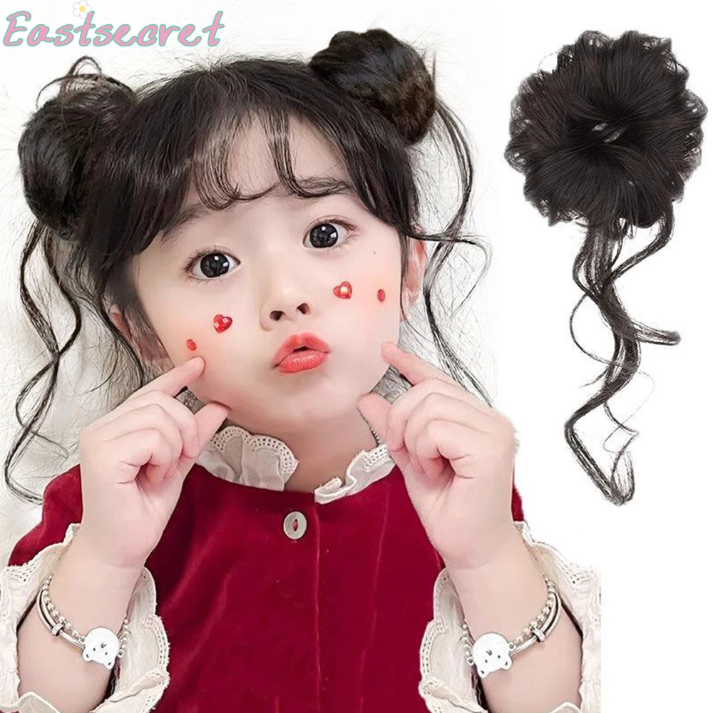 EAST Synthetic hair bun spongy and messy hair clip for women elastic band clip horsetail extensions hair tie  long hair loop