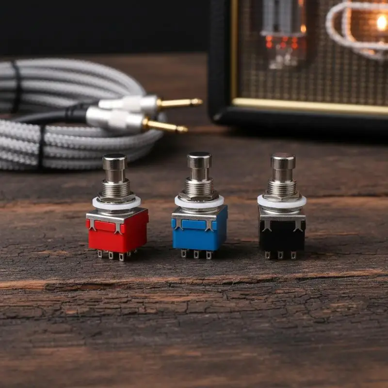 3PDT Guitar Effects Pedal Switch 9 Pin Latching Foot Switch Stomp Box Push Button True Bypass for Guitar Pedals 1/3Pcs
