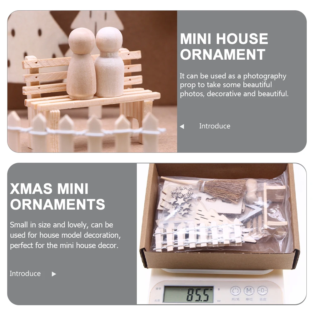 

Elf Door Set Mini Ornaments Tiny Presents Decor Decorations Miniatures Wooden Landscape Tabletop