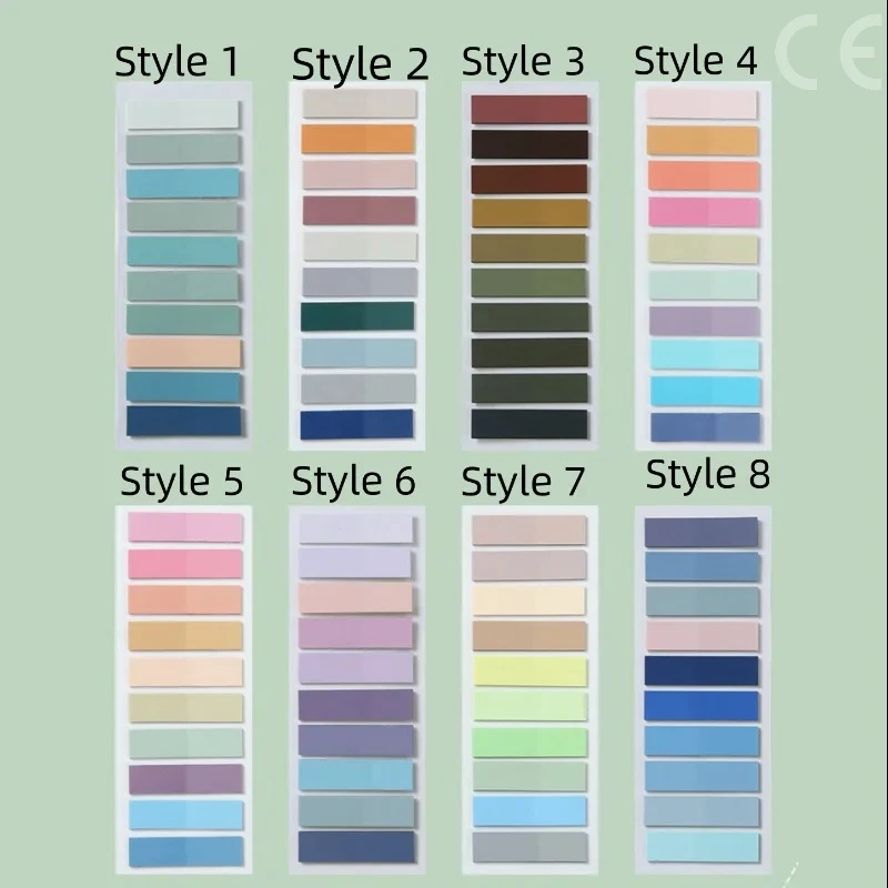 200 ورقة Morandi علامات تبويب مؤشر الفلورسنت الشفاف PET السهم أعلام مذكرة لاصقة لصفحة علامة مخطط ملصقات مكتب