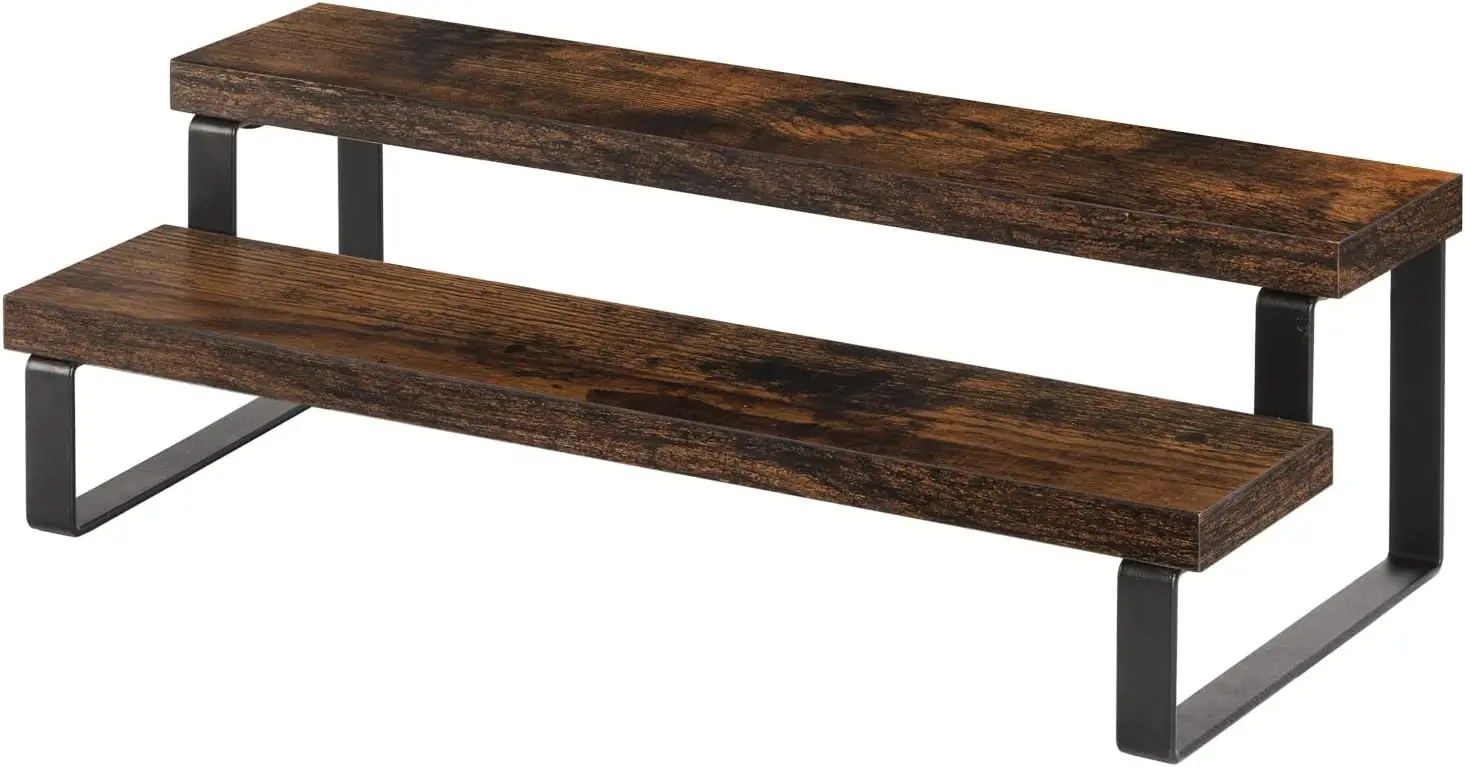 

2-Tier Wooden Display Riser Stand for Perfume, Spices, Candles - Rustic Organizer Shelf