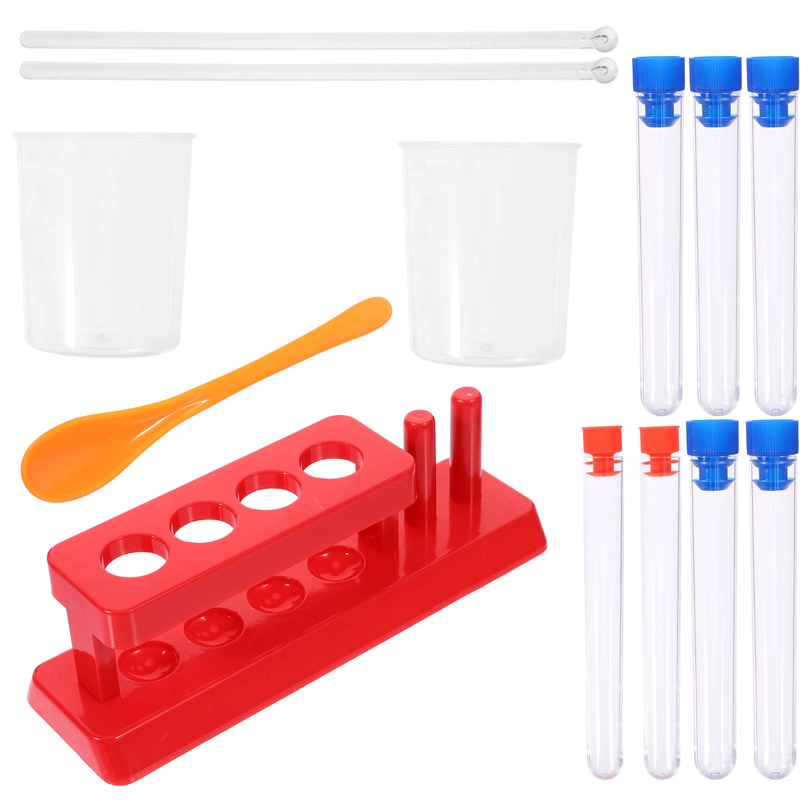 

1 Set Kids Stem Science Experiment Accessories Test Tubes With Rack Measuring Cups Stirring Rods Educational Kit