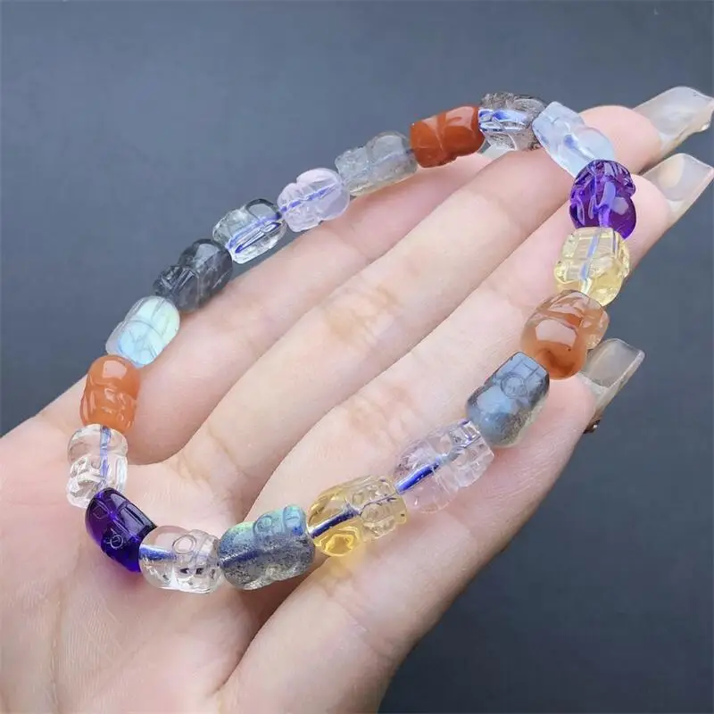 6MM Natural Crystal Quartz Pixiu Bracelet Handmade Jewelry Stretch Bangle Children Birthday Gift 1PCS