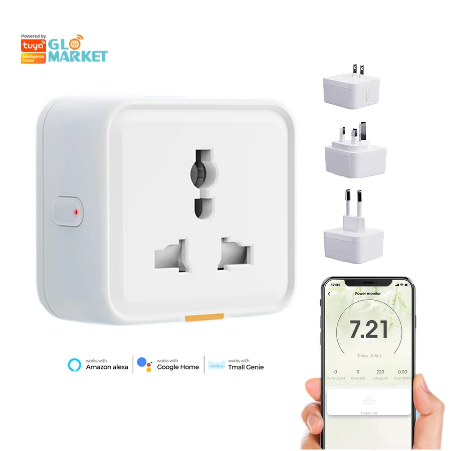 

Glomarket US/EU/UK Universal Plug WiFi Tuya Smart Home Plug With Power Monitoring Work With Alexa Google