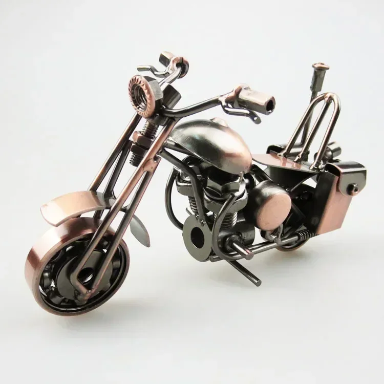 Motorcycle Statue for Home Decor  Model Retro Motor Figurine Metal Home Decoration Handmade Iron Motorbike Prop Vintage