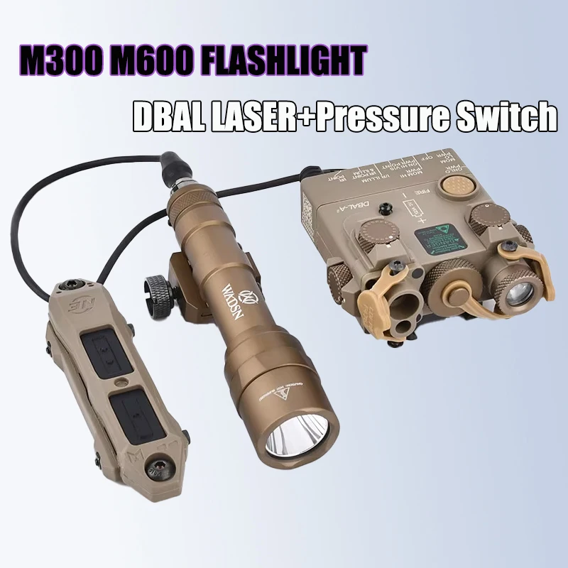 

M600U M300A Tactical Flashlight DBAL Red Green Blue LR PEQ White Light Fit 20mm Picatinny Rail Dual Pressure Switch Hunting Lamp