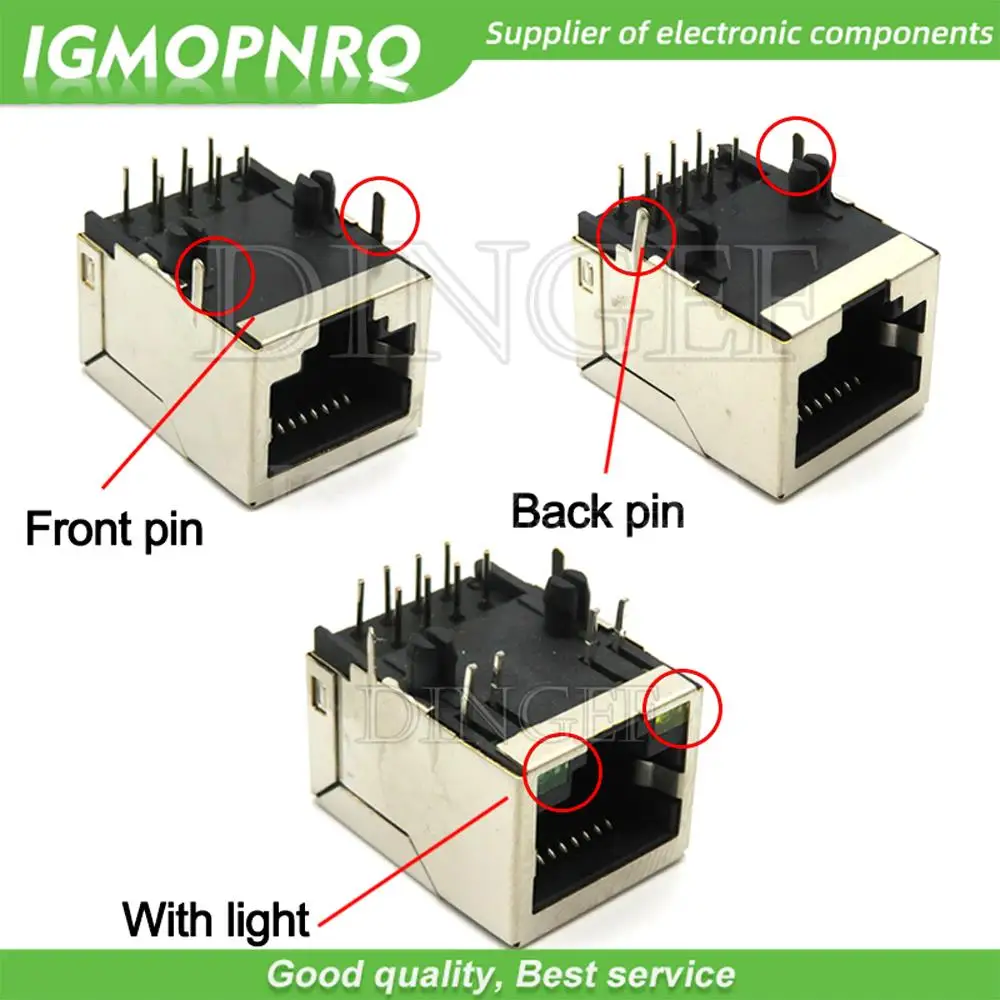 RJ45 59 Metal Female PCB Right Angle Board Jack Connector 8P8C Crystal Head Socket 21mm Network Interface Long bodies