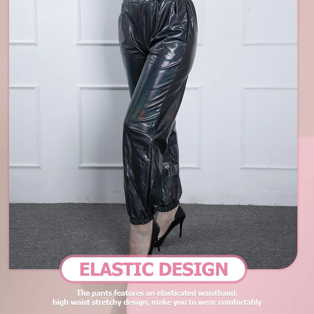 

High Waist Metallic Yoga Pants Stretchy Comfortable Sports Leisure Long Pants for Outdoor Indoor Party Disco Clubwear Durable