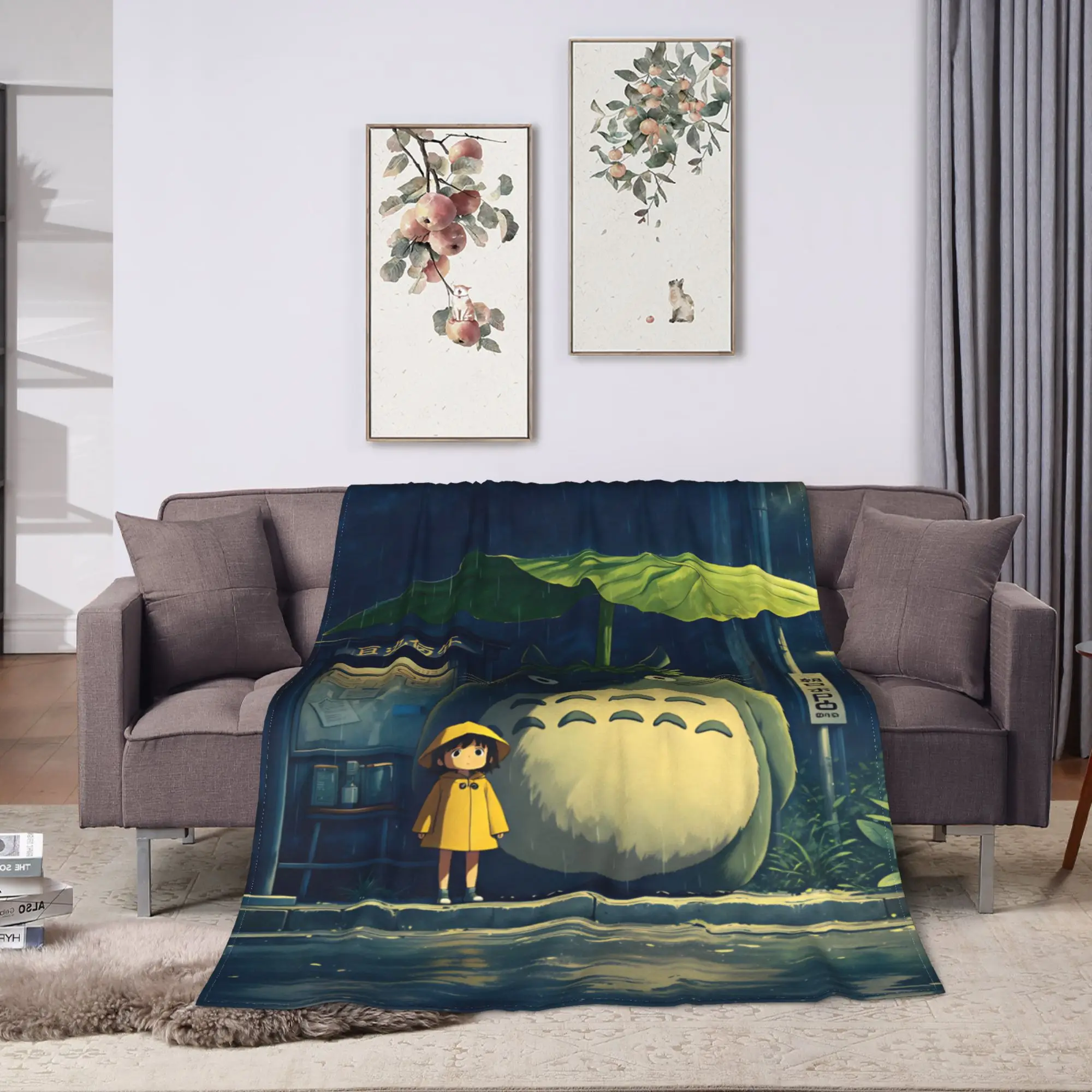 Totoro Blankets  Warm Street Trend Plush Throw Blanket For Living Room Airplane Travel Flannel Bedspread Bed Cover