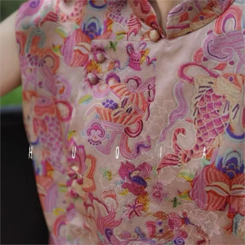 Nueva camisa de manga corta modificada con luz de estilo chino tradicional inspirado en Zen para mujer, top de dinero antiguo a la moda