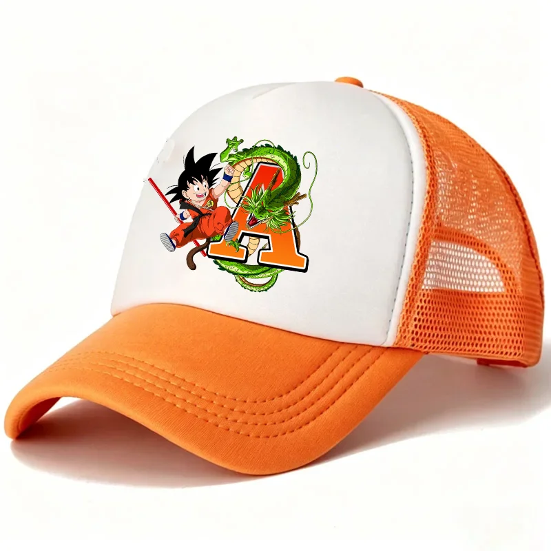 Dragon Ball Goku Peaked Cap Cartoon A-Z Letter Baseball Caps Anime Summer Breathable Mesh Hat Parent-child Hat Peacoat Kids Gift