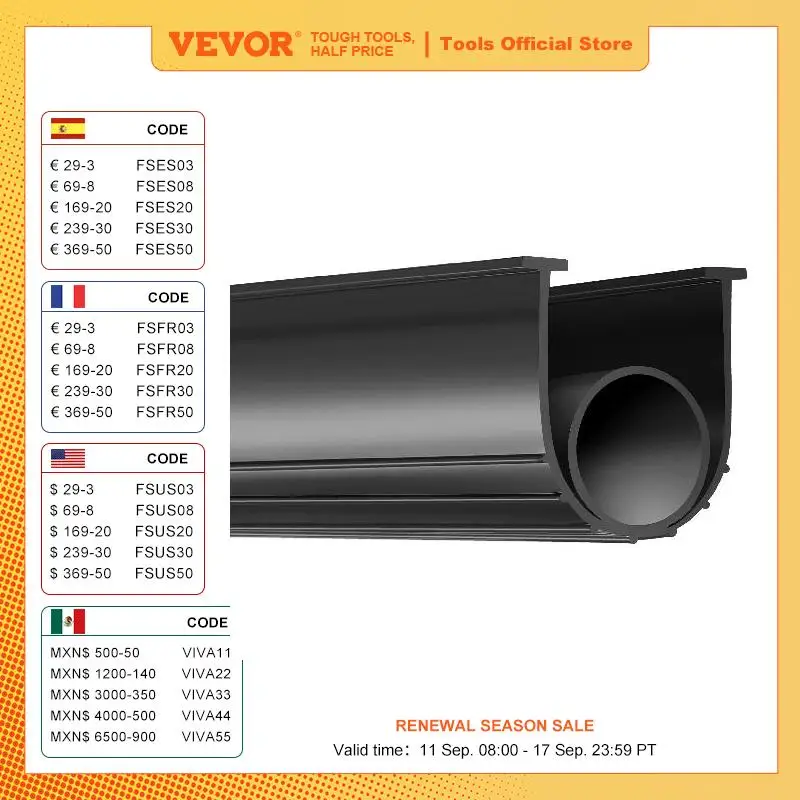 Vevor 3M 4.8M 6M Garagedeur Afdichtingen Onderkant Rubber U Vorm + O Ring Garagedeur Weer Strippen Universeel Weerbestendig Rubber