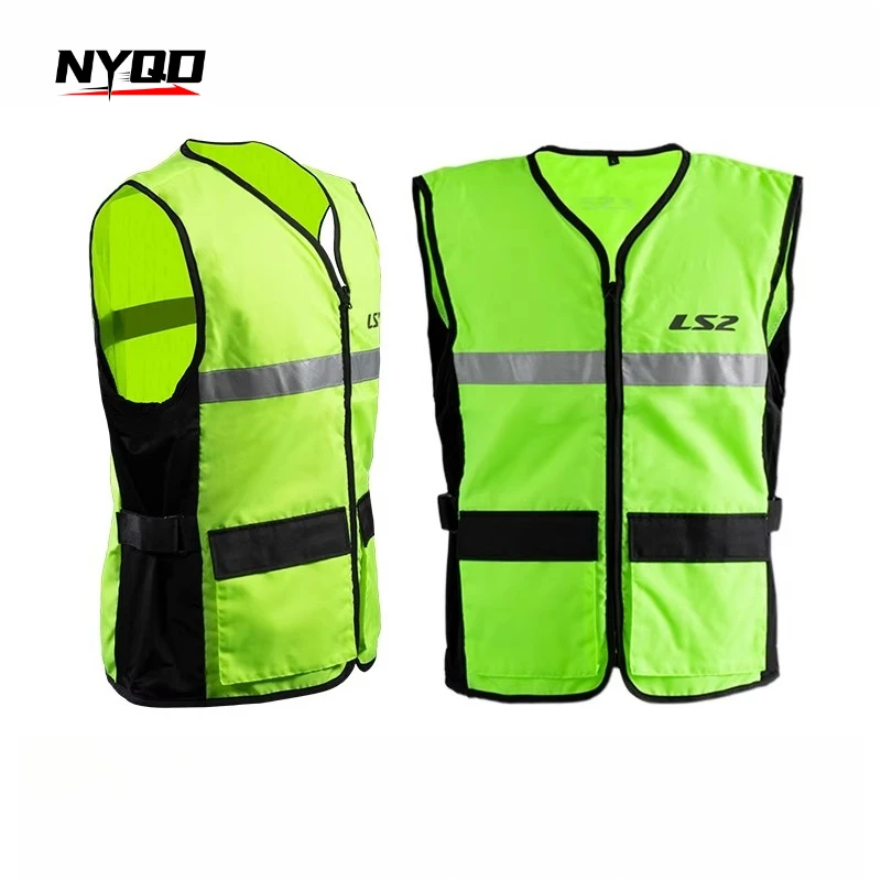 

LS2 Original Motorcycle Reflective Vest Men Women Breathable Fluorescent Motorcycle Jacket Work Wear High Visibility Safety Vest