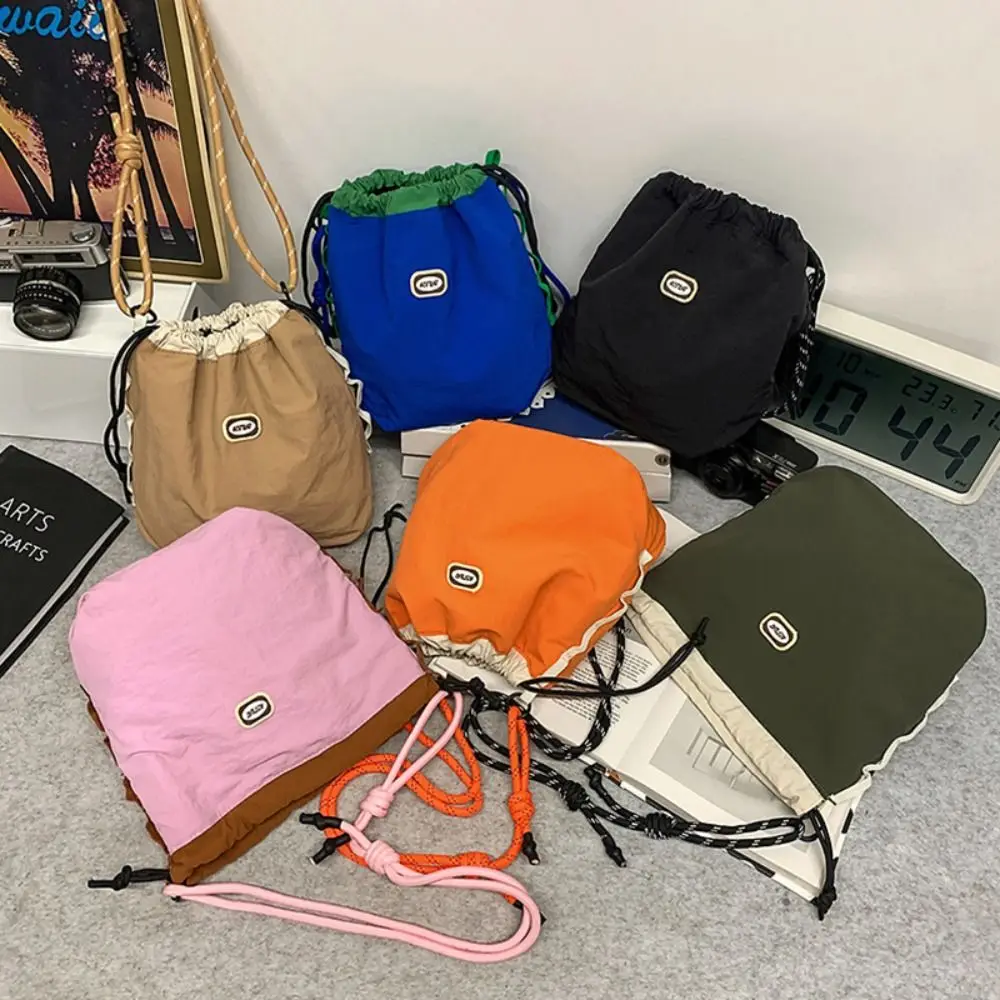

Quick-dry Sports Nylon Shoulder Bag Solid Color Casual Drawstring Crossbody Bag Korean Style Coin Pouch Mobile Phone Pack Travel
