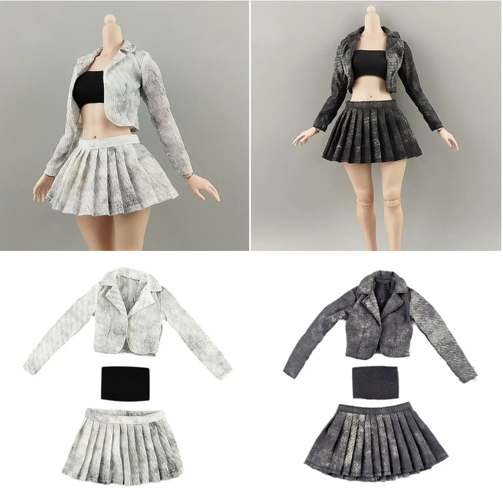 

1/6 short jacket, fold skirt and tube top set soft accessories for figure