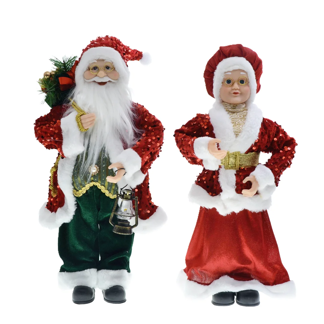 

New Year Christmas Santa Claus Doll Figurine For Home Decor accessories Navidad Tree Ornaments 45cm Big Standing Figure 2023