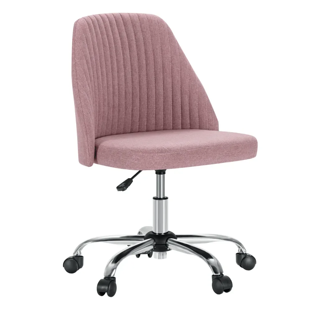 

Home Office Chair, MidBack Armless Twill Fabric Adjustable Swivel Task Chair For Small Space, Living Room, Make, Studying