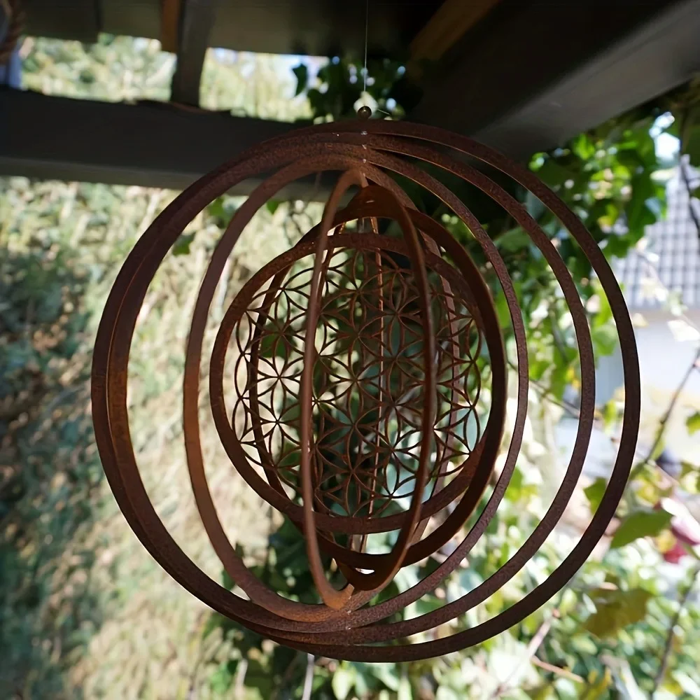Large Size Rustic Style Metal Spiral Weather Vane Handicraft for Hanging in Window Balcony Backyard Outdoor Decor
