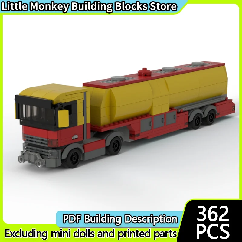 

City Car Model MOC Building Bricks Lorry With Petrol Tanker Trailer Modular Technology Children Holiday Gifts Assemble Toys Suit