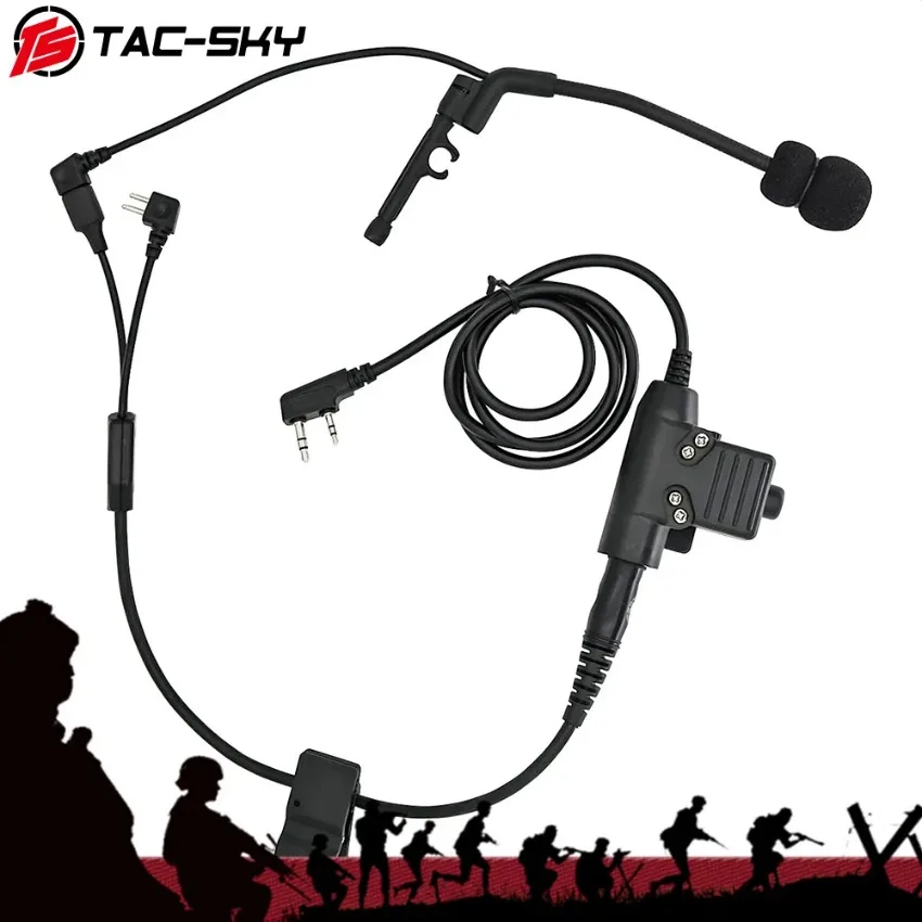 Adaptateur de jeu de câbles en Y de casque tactique de chasse extérieure TAC-SKY Compatible avec U94 PTT Pour Peltor PTT et COMTAC iler