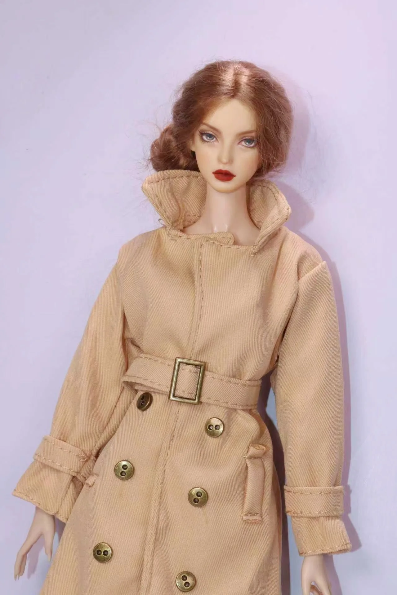 Long Trench Coat Outfit Set with Belt & Boots, Doll Clothes Accessories for 30cm BB FR Doll Dress Up Toy Parts