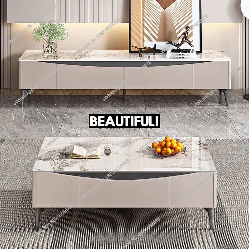 Italian light luxury microcrystalline stone single coffee table furniture simple modern living room small apartment