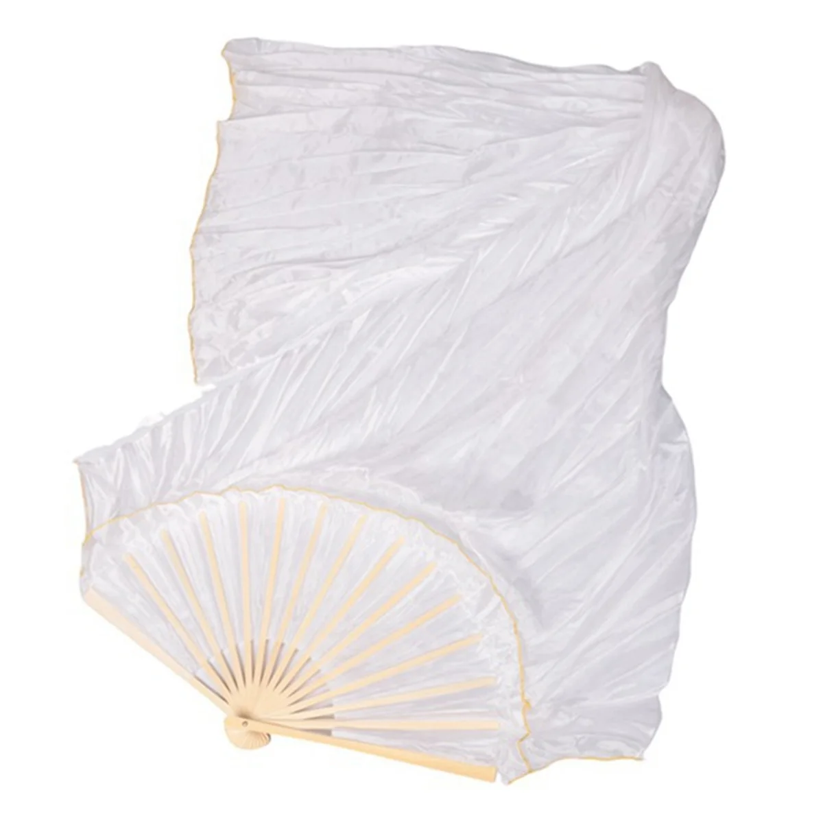 100% Silk Unisex Chinese Silk Veil Dance Fans 1Pcs Belly Dance Fans White Color 180x90Cm