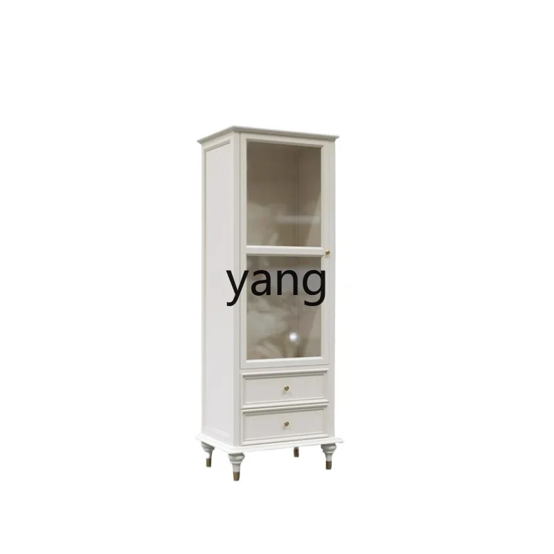 Lmm American Style Solid Wood TV Cabinet Living Room High and Low Side Cabinet Home Storage Cabinet White