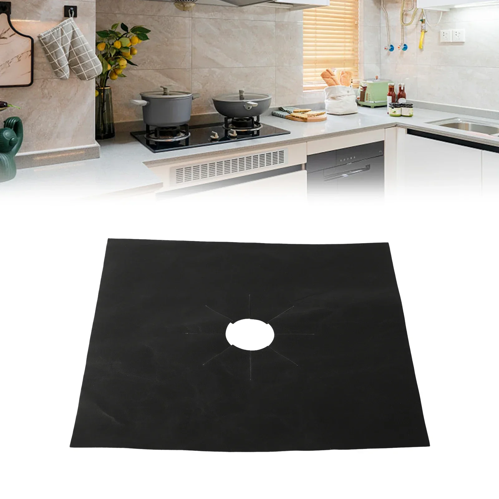 Gas Cooktop Protector Protective Pad Thick 0.12mm Completely Reusable Dimensions 27x27cm Easily Removed Fiberglass Cloth