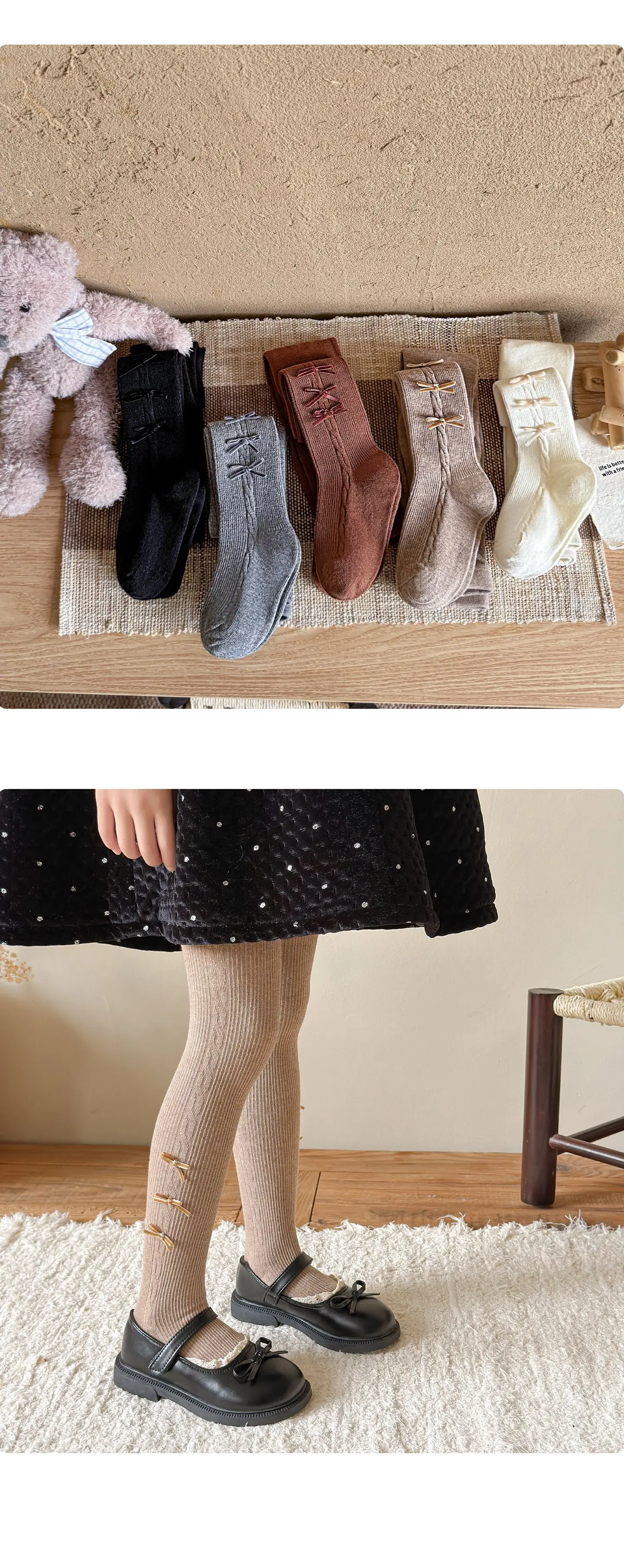 Kleinkind Mädchen Strumpfhosen Niedliche Schleife Mädchen Strumpfhosen Kinder Frühling Herbst Zopfmuster Prinzessin Kinder Leggings für Mädchen – Detail 8