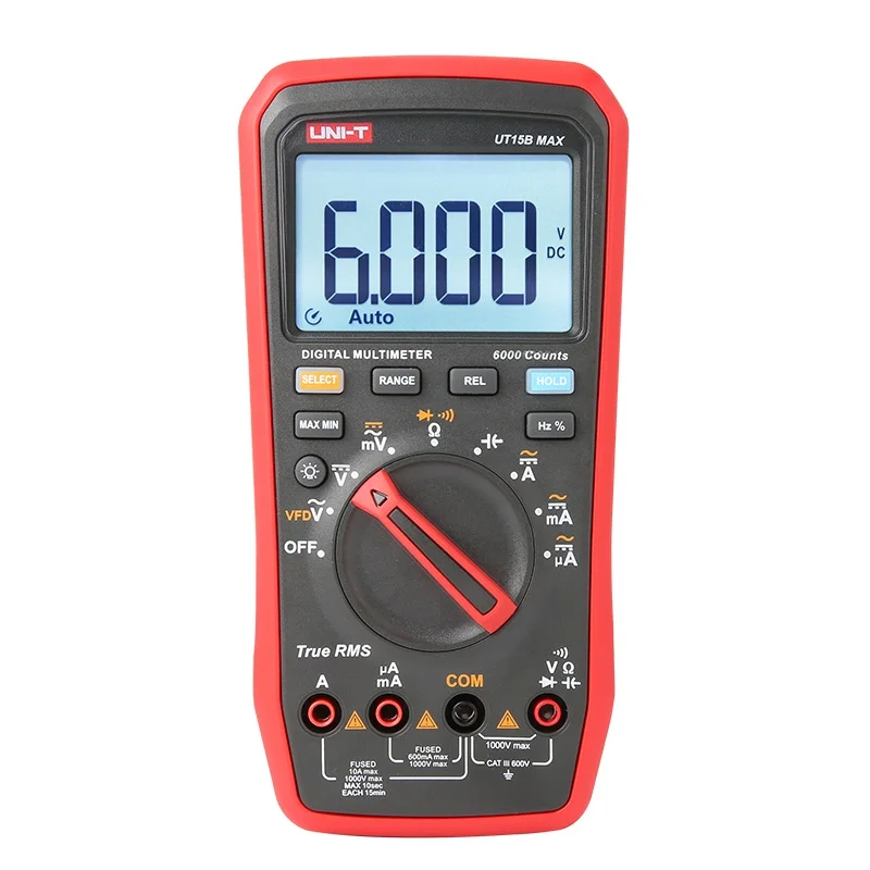 

UNI-T UT15B Digital Multimeter with VFD Display 1000V 10A True RMS Resistance Capacitance Frequency Test Meter