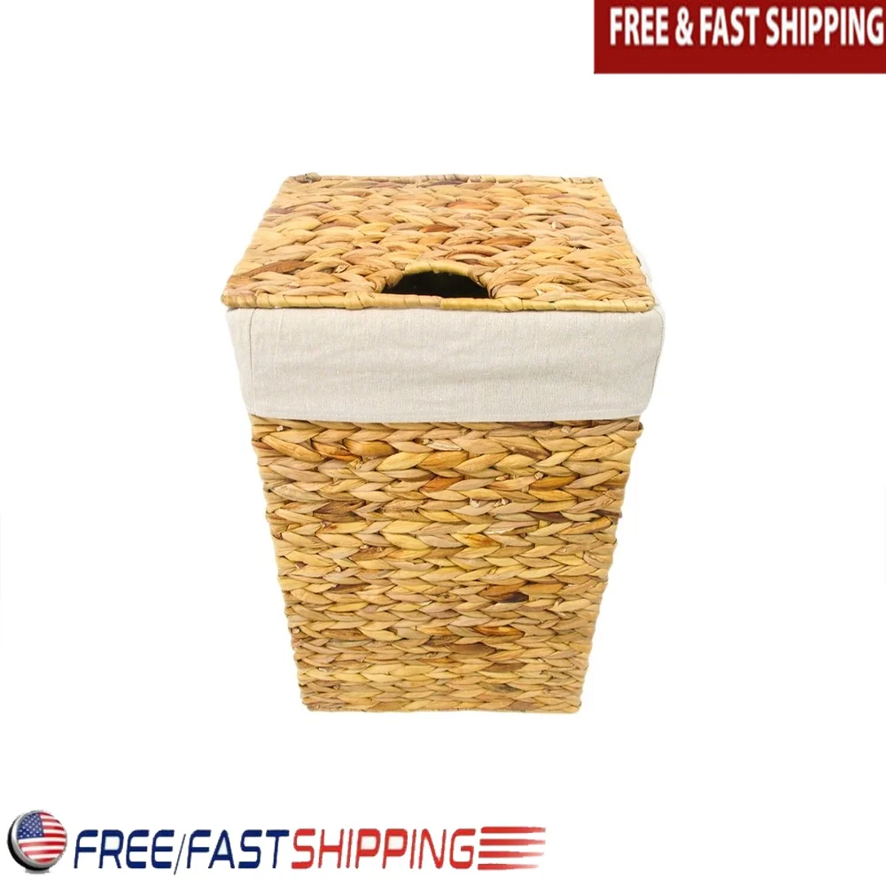 

Natural Wicker Laundry Hamper with Lid Foldable Design Versatile Storage Basket Portable Sorter Home Dorm Apartment