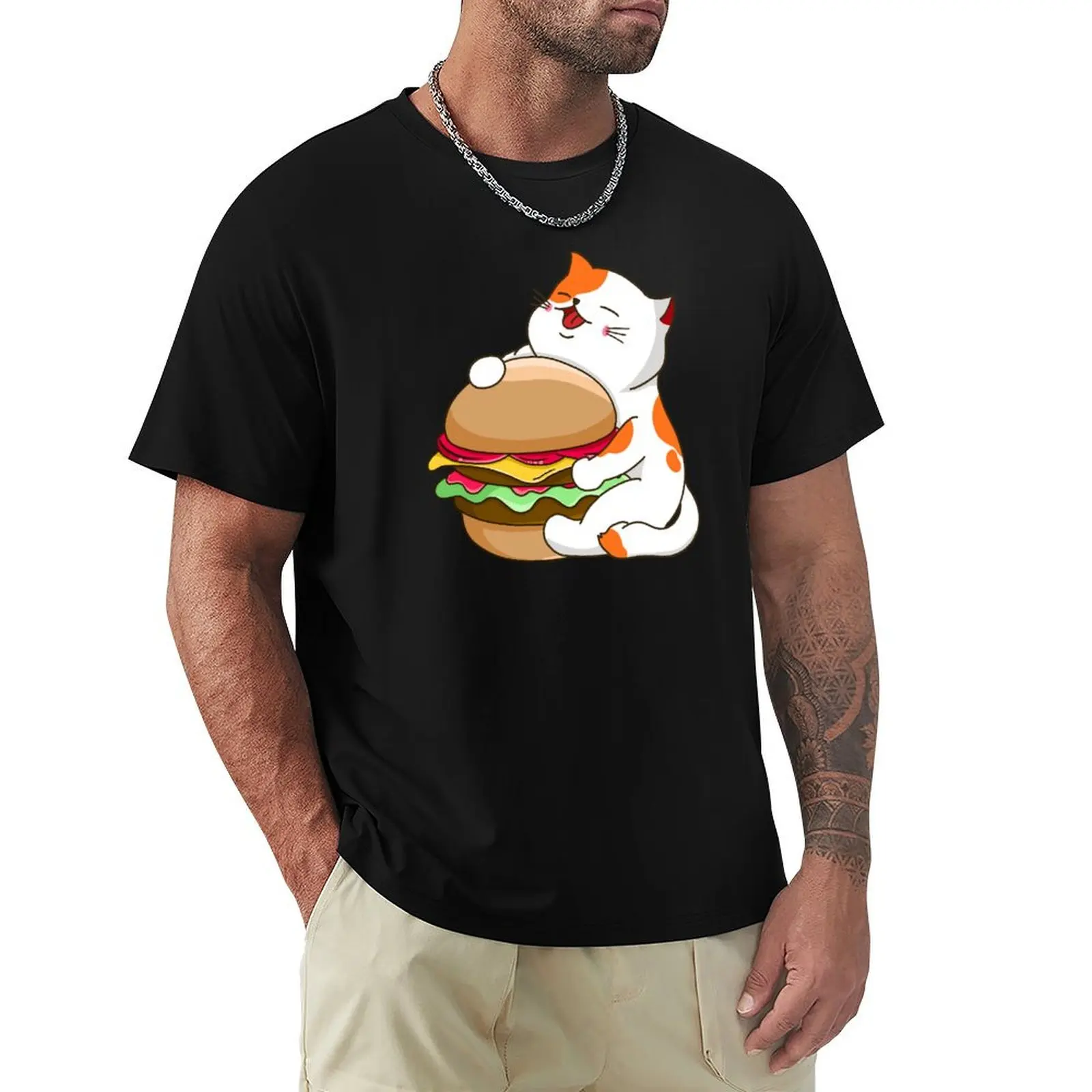 

Cat Burger T-Shirt Short sleeve tee blue archive Blouse summer 2025 mens fashion