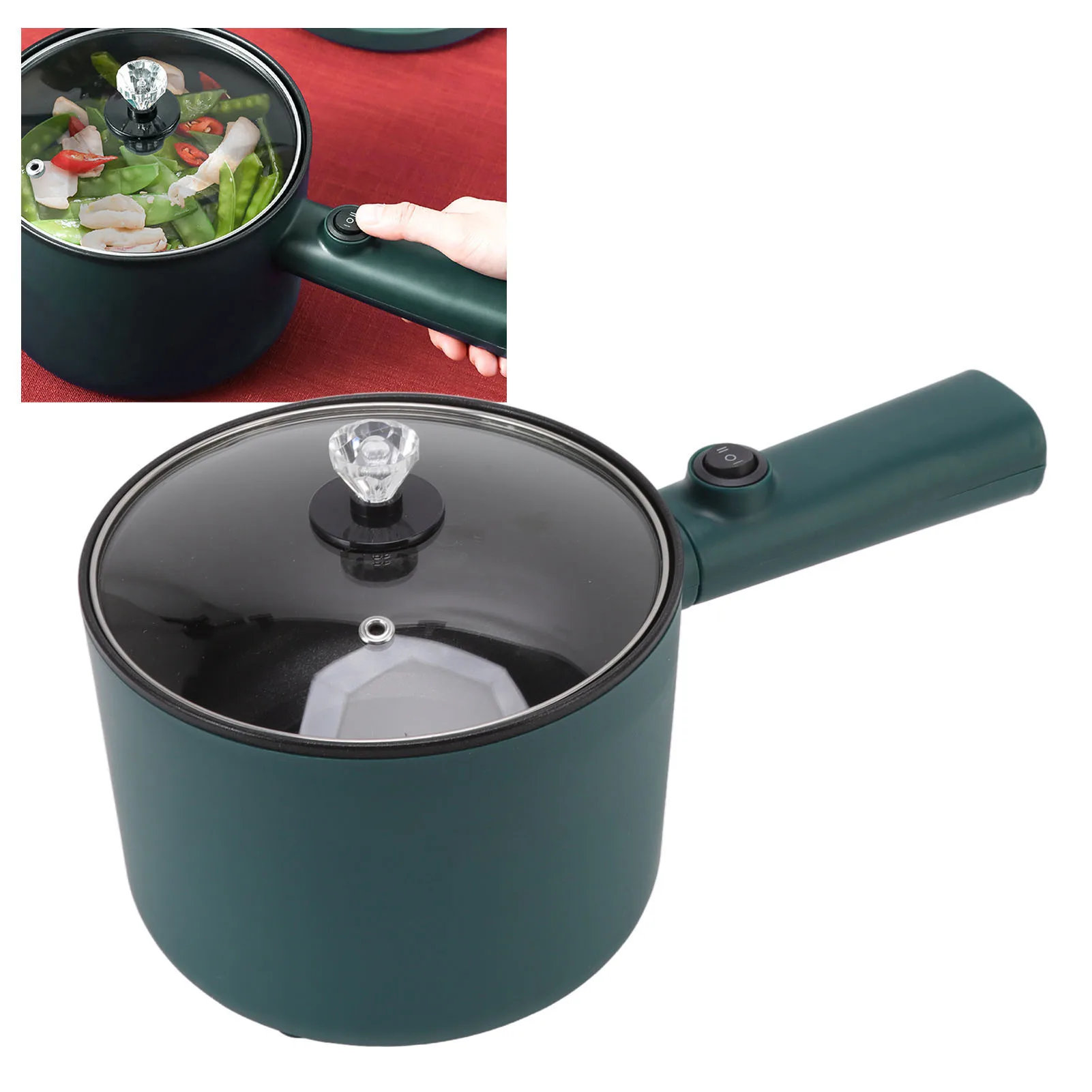 Marmite électrique multifonctionnelle de qualité alimentaire, 220V, longue poignée, 2 modes, capacité de sportl, revêtement antiadhésif pour la maison