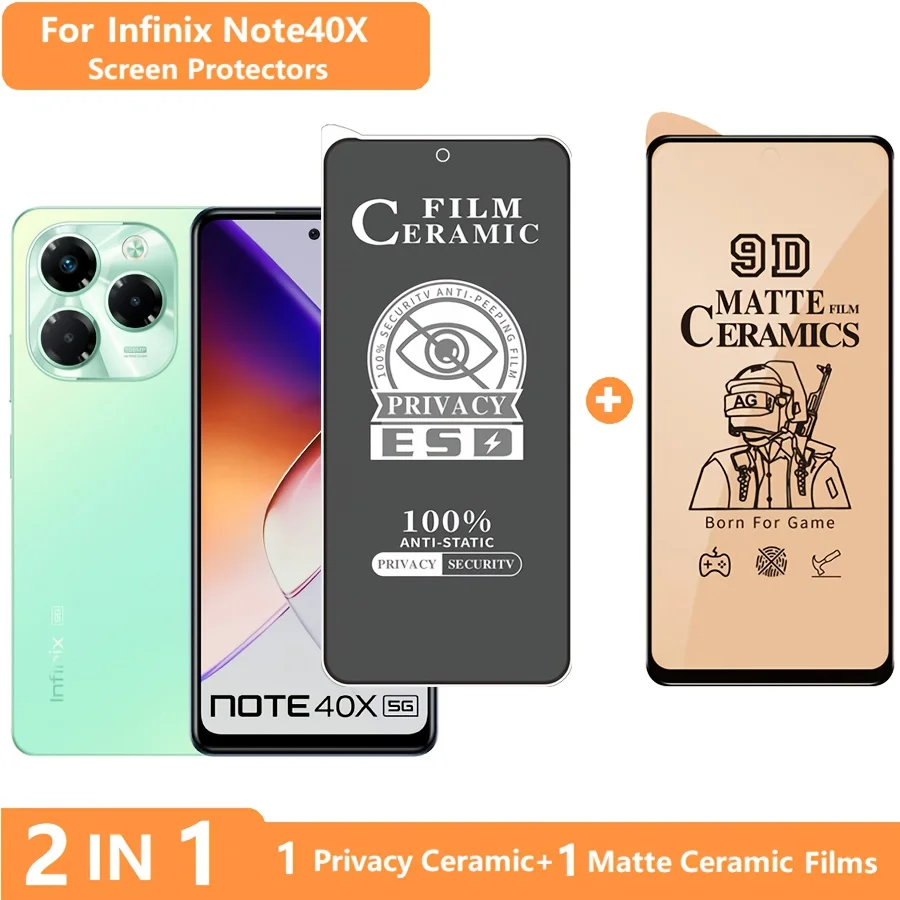 

For Infinix Note 40 Screen Protector Infinix Note 40X Tempered Glass Privacy Film + Ceramic Matte Film Soft Ceramic Film