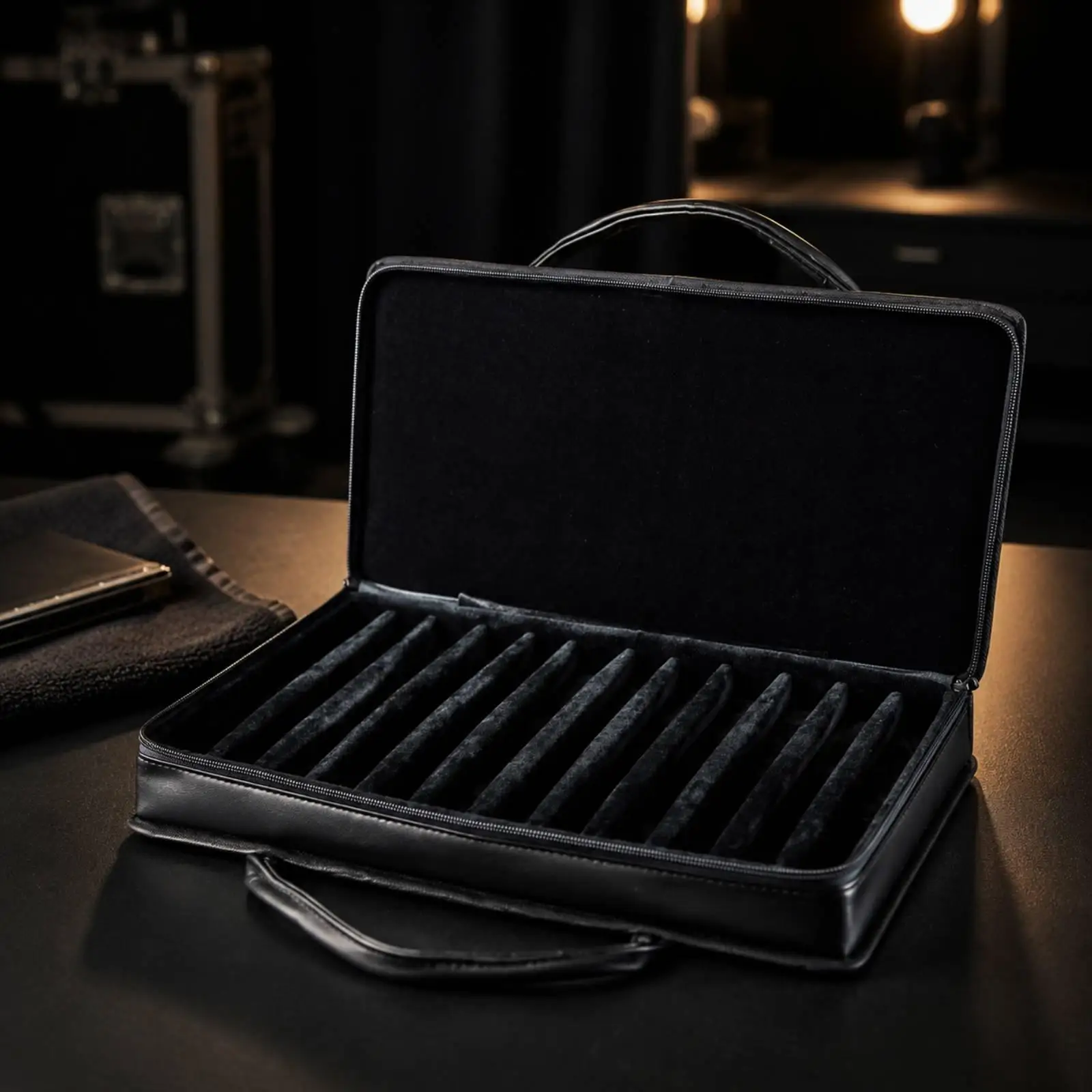 Harmonica Storage Case for 16 Hole Chromatic Harmonica with Padded Compartments and Secure Zipper for Gig Practice